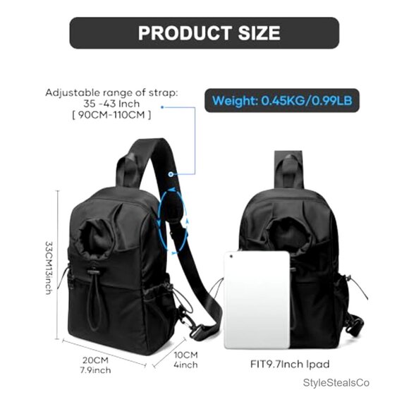 Small Nylon Sling Backpack with USB Port for Hiking Travel Gym main image 7